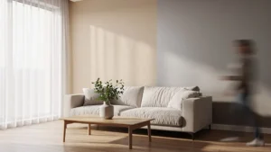 Comparaison peinture mate et satinée dans une pièce très passante moderne et lumineuse