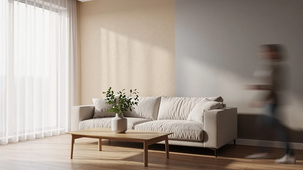Comparaison peinture mate et satinée dans une pièce très passante moderne et lumineuse